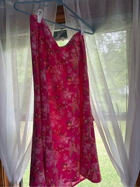 Christopher & Banks Hot Pink Floral Midi Skirt